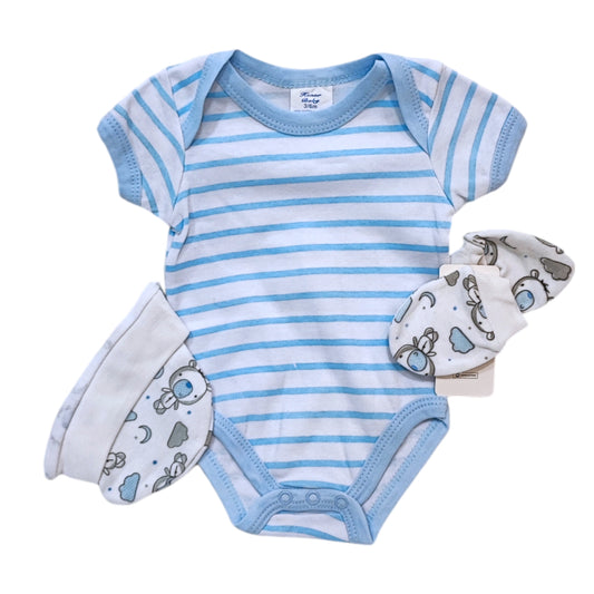 Newborn Baby Boy 5 Piece Gift Set- Blue Bear Print