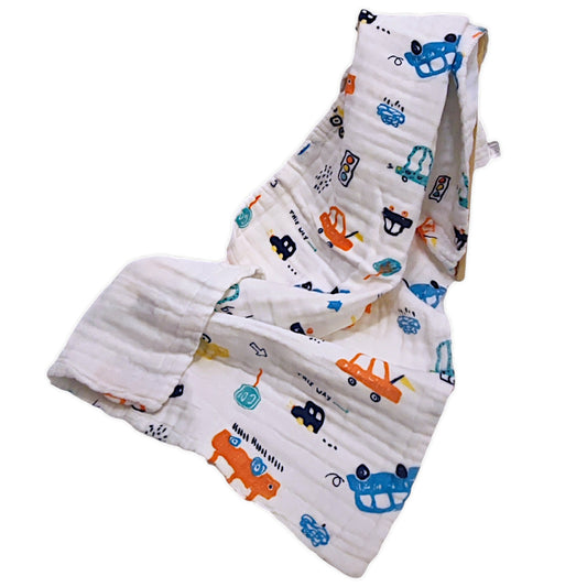 Car print Cotton Muslin Baby Bath Super Soft towel