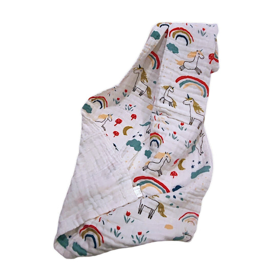 Unicorn print Cotton Muslin Baby Bath Super Soft towel