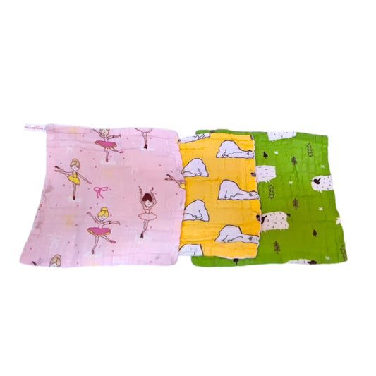 Soft Print Muslin Napkins for baby-Set of 3