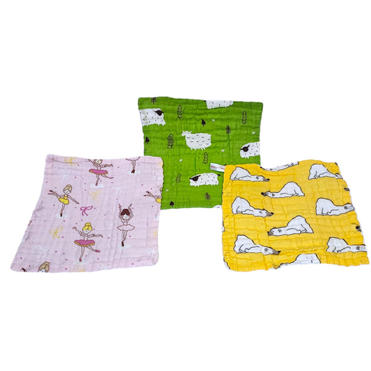 Soft Print Muslin Napkins for baby-Set of 3