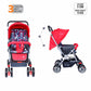 Baby Stroller with 5 Point Safety Harness and Reversible Handlebar Stroller-Red