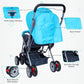 Baby Stroller with 5 Point Safety Harness and Reversible Handlebar Stroller-Blue